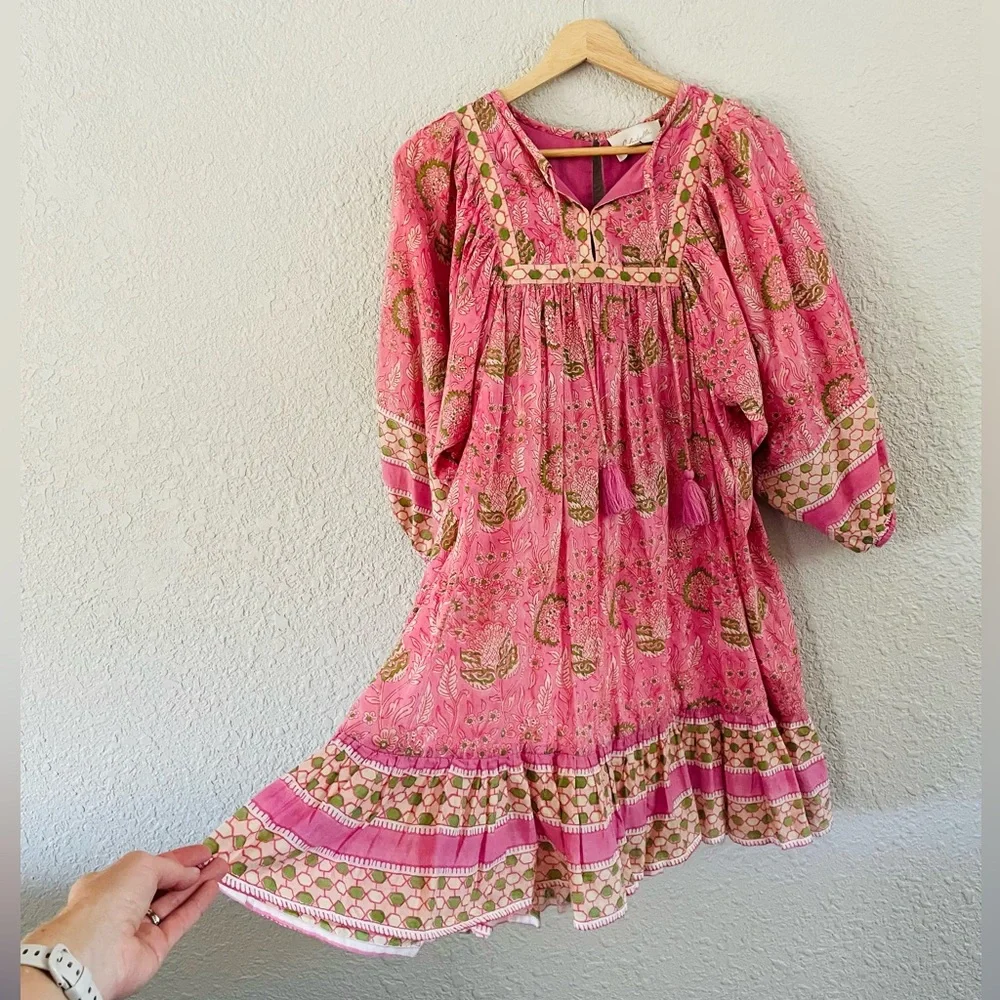 Cleobella Pink and Gold Patterned Mini Dress - Picture 9 of 13